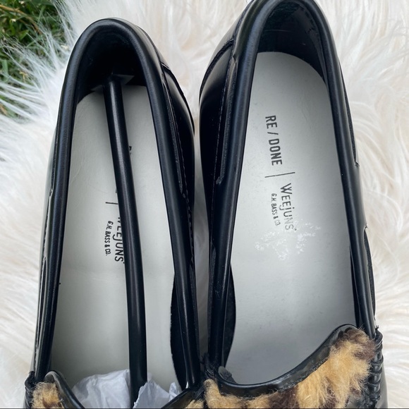 RE/DONE Weejuns The Winsome black Glossed-leather Leopard Calf Hair Pumps 9 - Picture 3 of 7